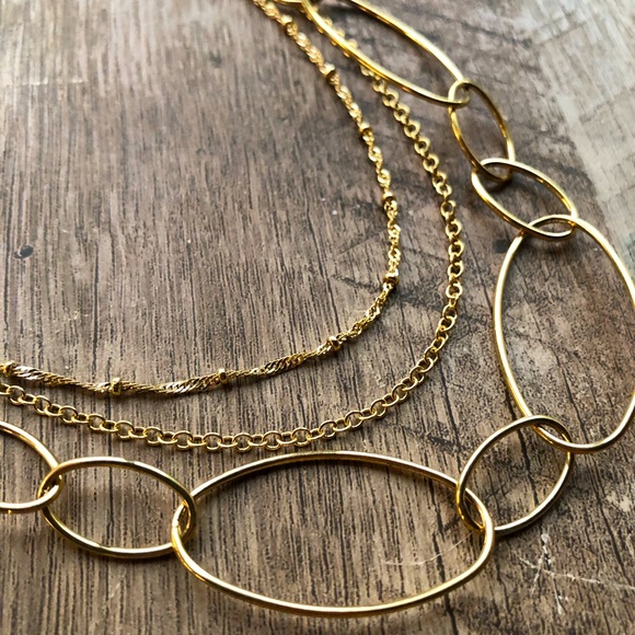 Layered Necklace Tigers Eye Healing Stone, Gold Floral Detail, Boho Wedding - Picture 2 of 5